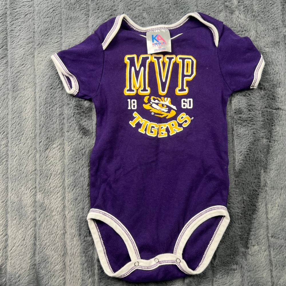 Knights Apparel LSU Tigers Purple MVP Graphic Bodysuit 18M 100% Cotton